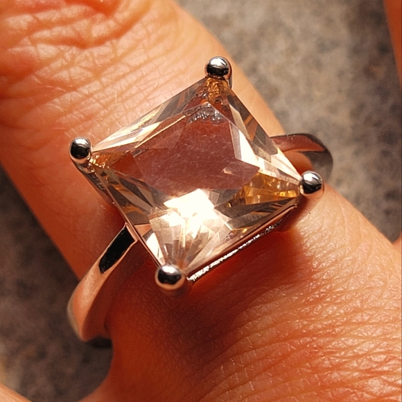 Morganite Princess Cut Sterling Silver Ring - Picture 4 of 9